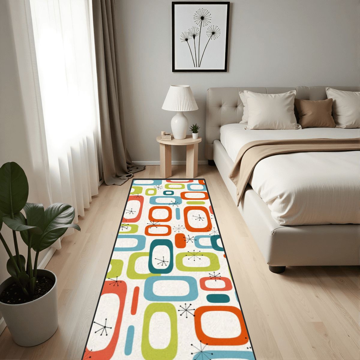 Mid-Century Modern Atomic Colorblock Runner Rug