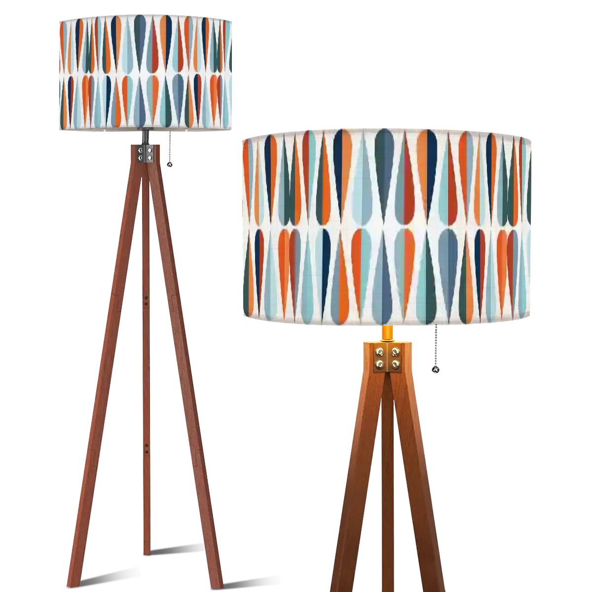 Mid-Century Modern Teardrop Geometric Tripod Floor Lamp