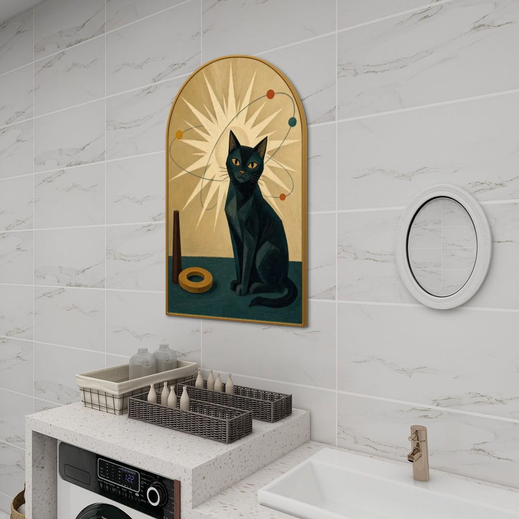 Mid-Century Modern Atomic Cat Arched Canvas