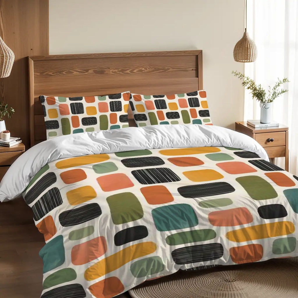 Retro Mosaic Mid-Century Modern Duvet Cover Set