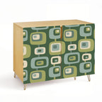 Olive Mod Squares Mid-Century Storage Cabinet