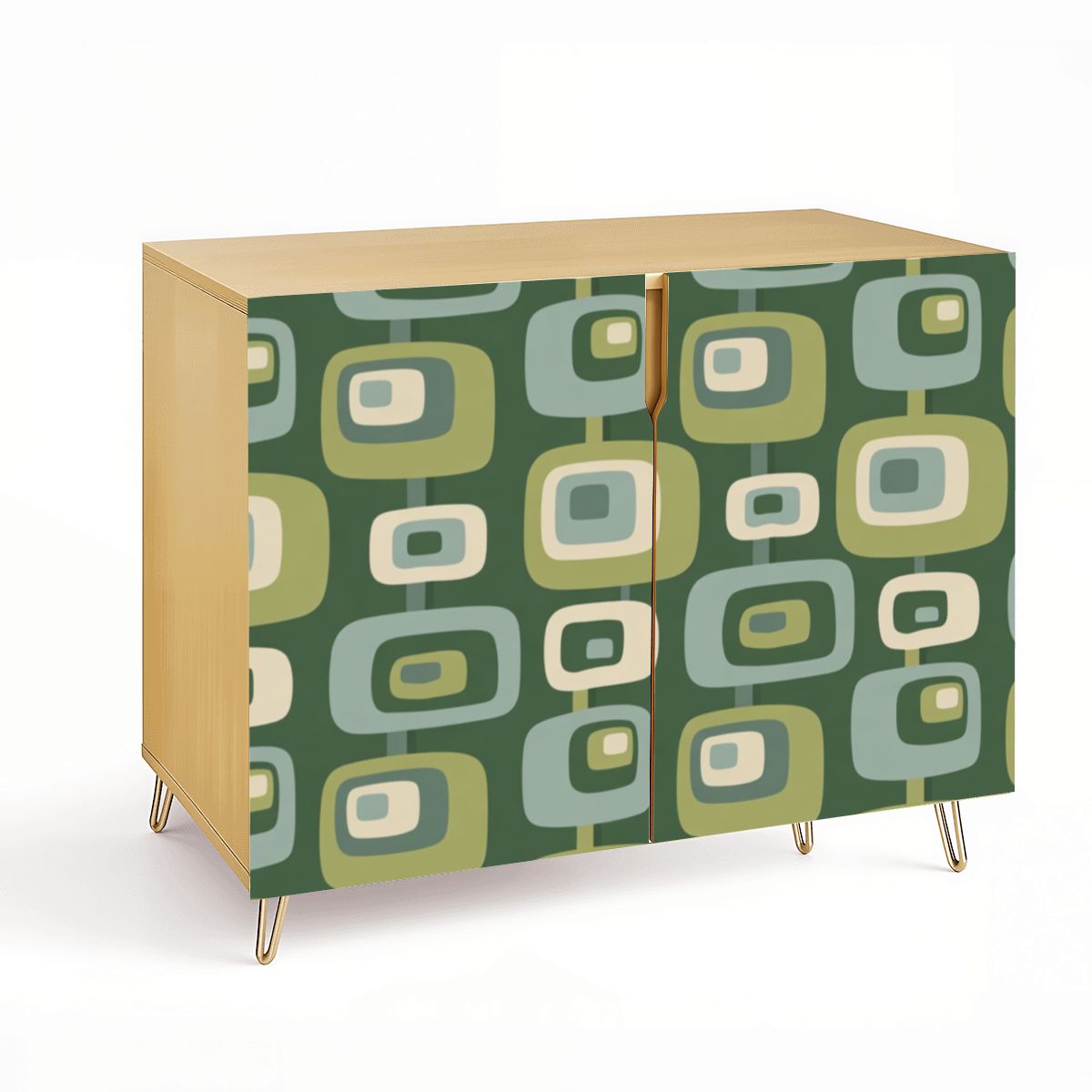 Olive Mod Squares Mid-Century Storage Cabinet