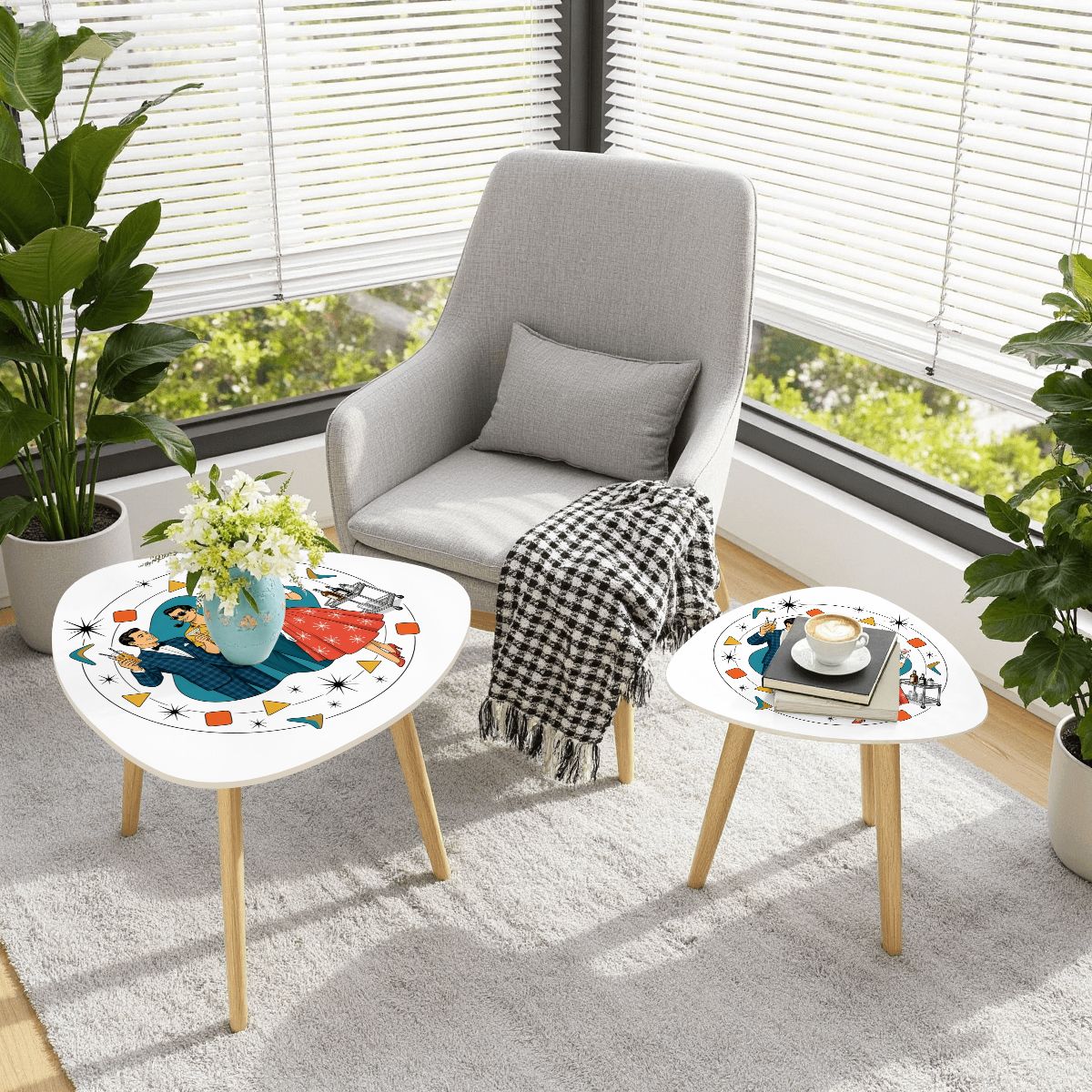 Mid-Century Modern Cocktail Hour Nesting Coffee Table Set