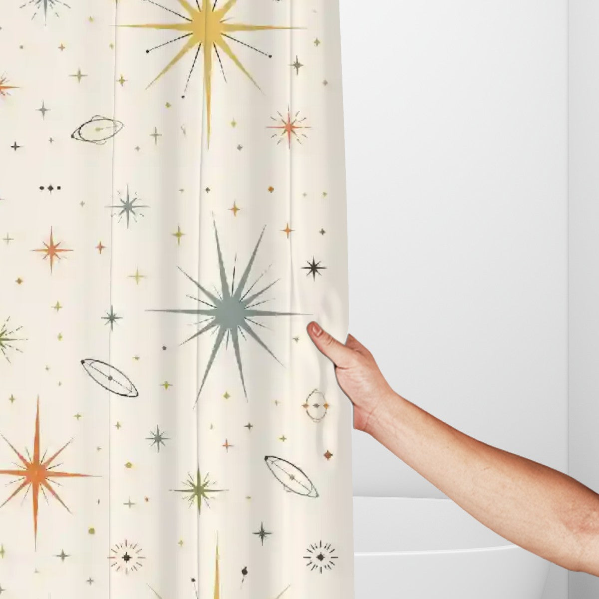 Mid-Century Modern Atomic Starburst Shower Curtain