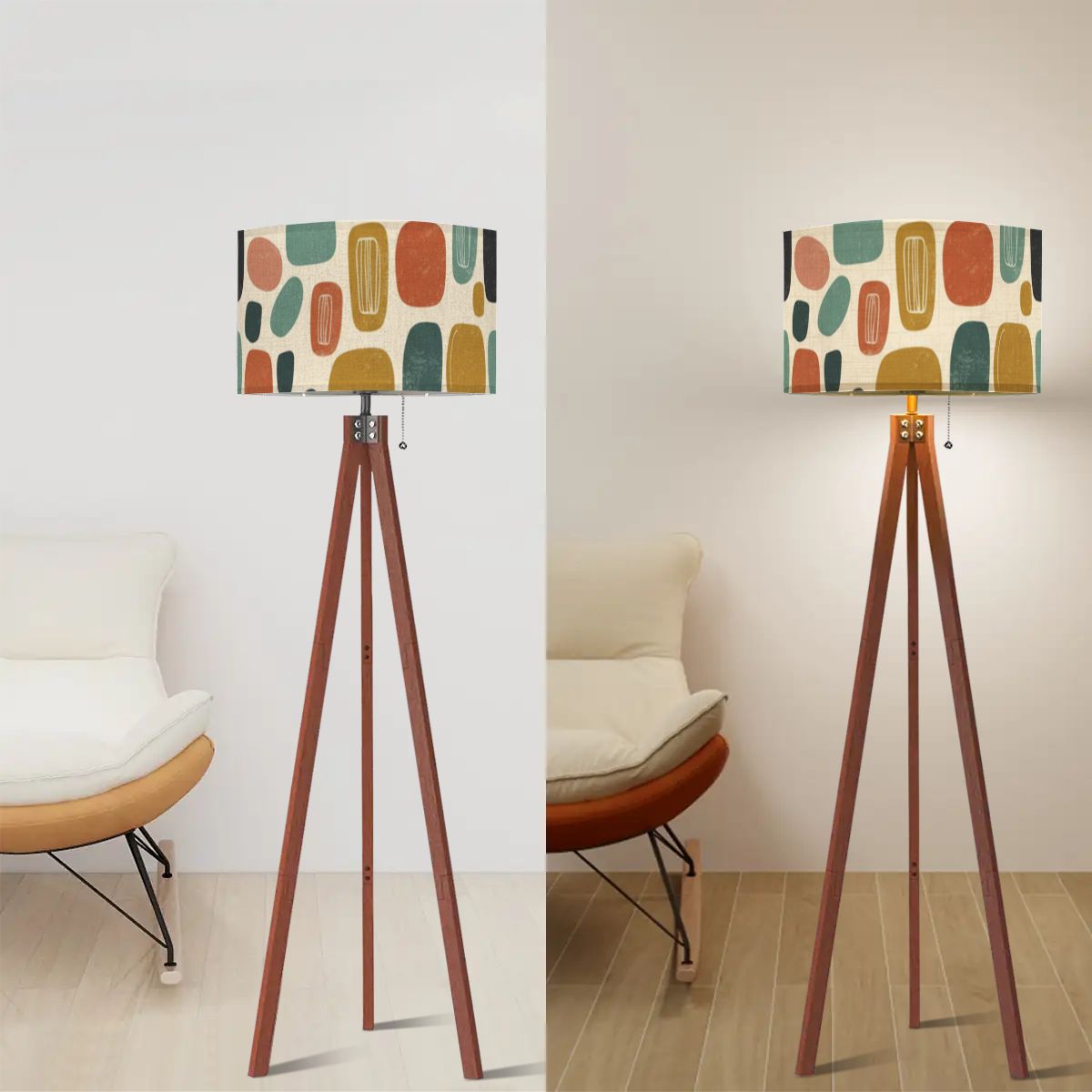 Mid-Century Modern Organic Pod Tripod Floor Lamp