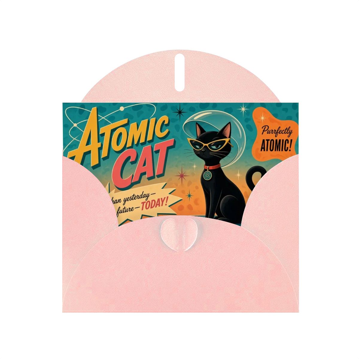 Atomic Cat Mid-Century Modern Greeting Card