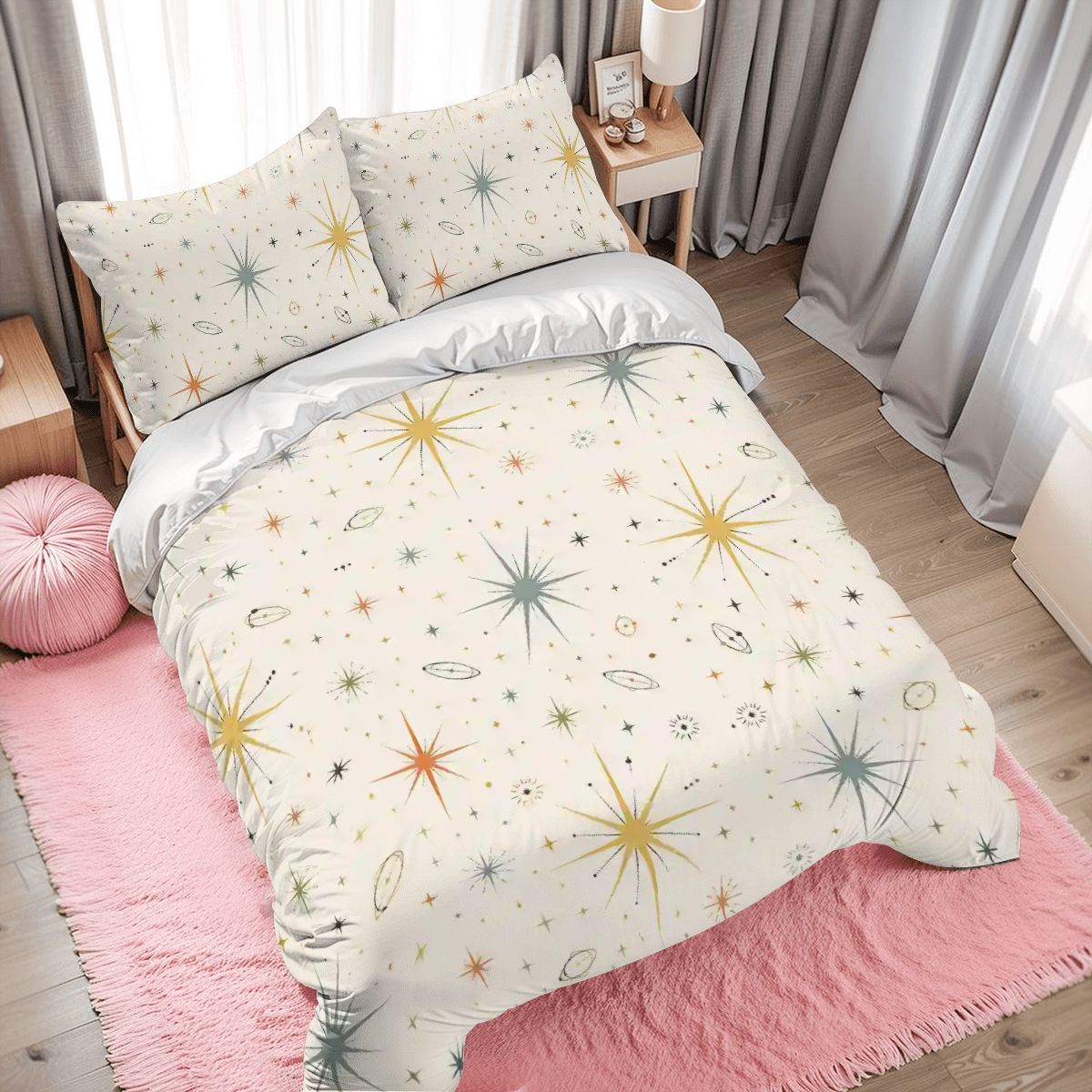 Atomic Starburst Mid-Century Modern Duvet Cover Set