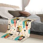 Mid-Century Modern Atomic Geometric Print Throw Blanket