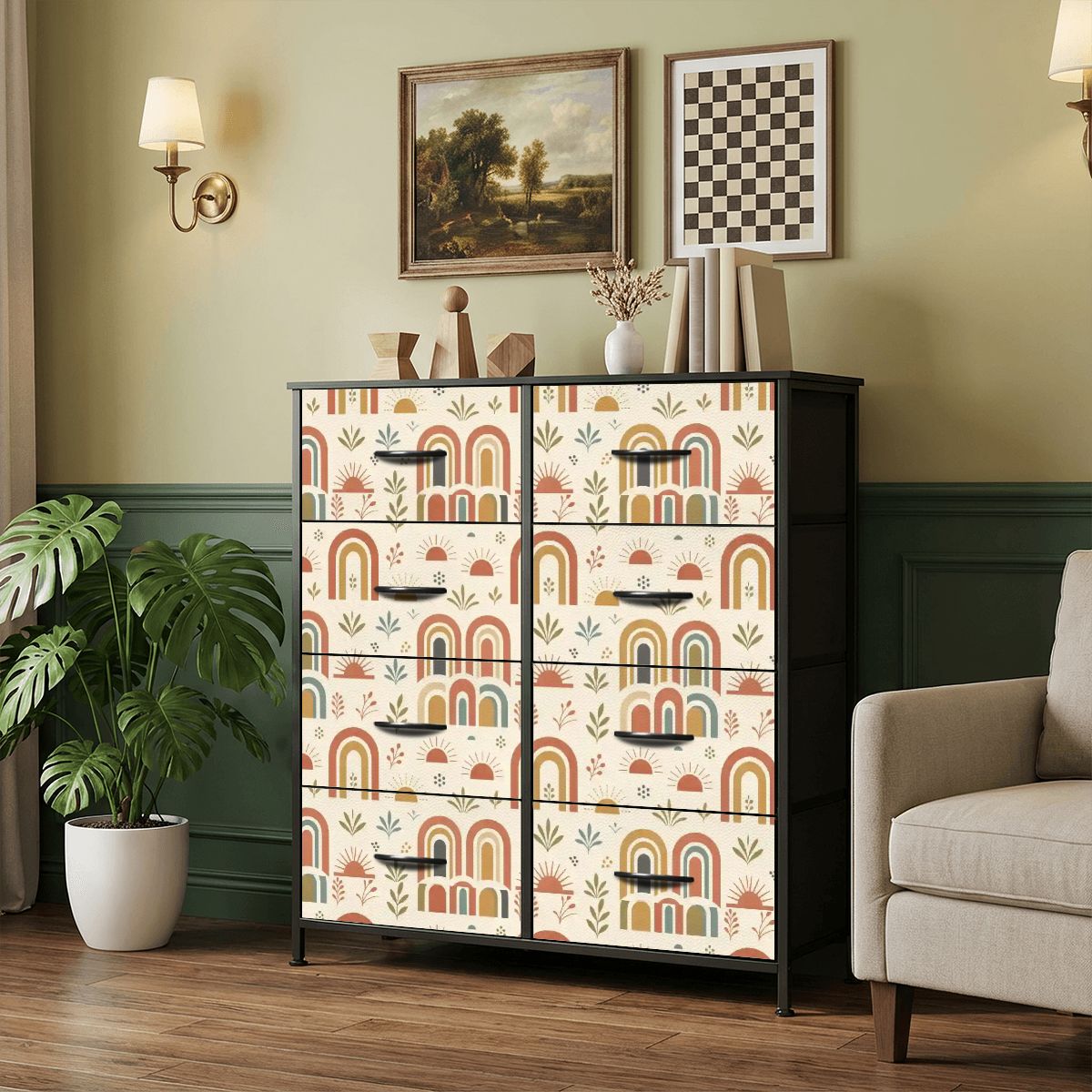 Mid-Century Modern Rainbow Arch 8-Drawer Dresser