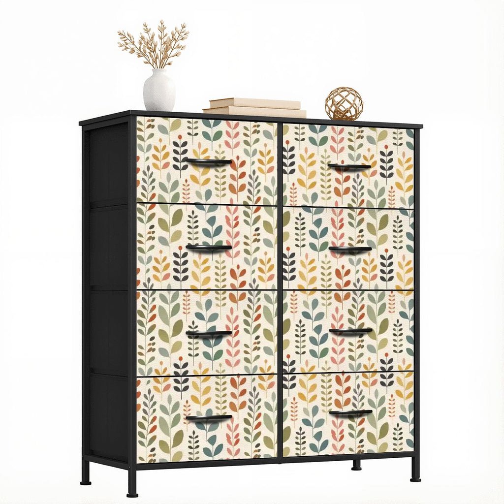 Mid-Century Modern Botanical Leaf 8-Drawer Dresser