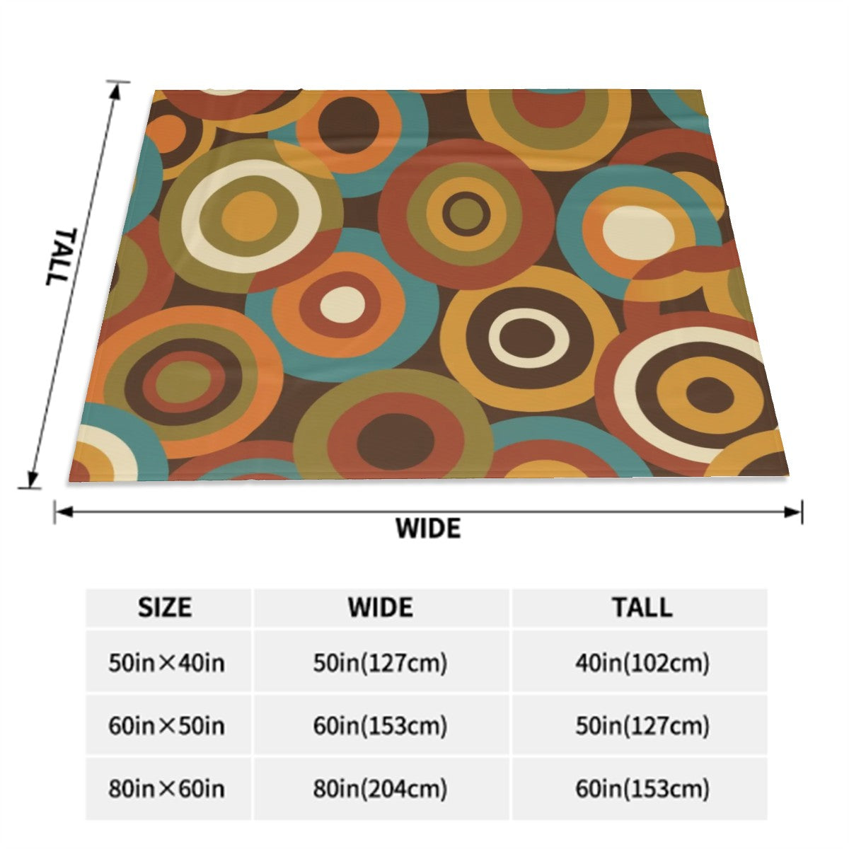 Mid-Century Modern Atomic Concentric-Circle Throw Blanket
