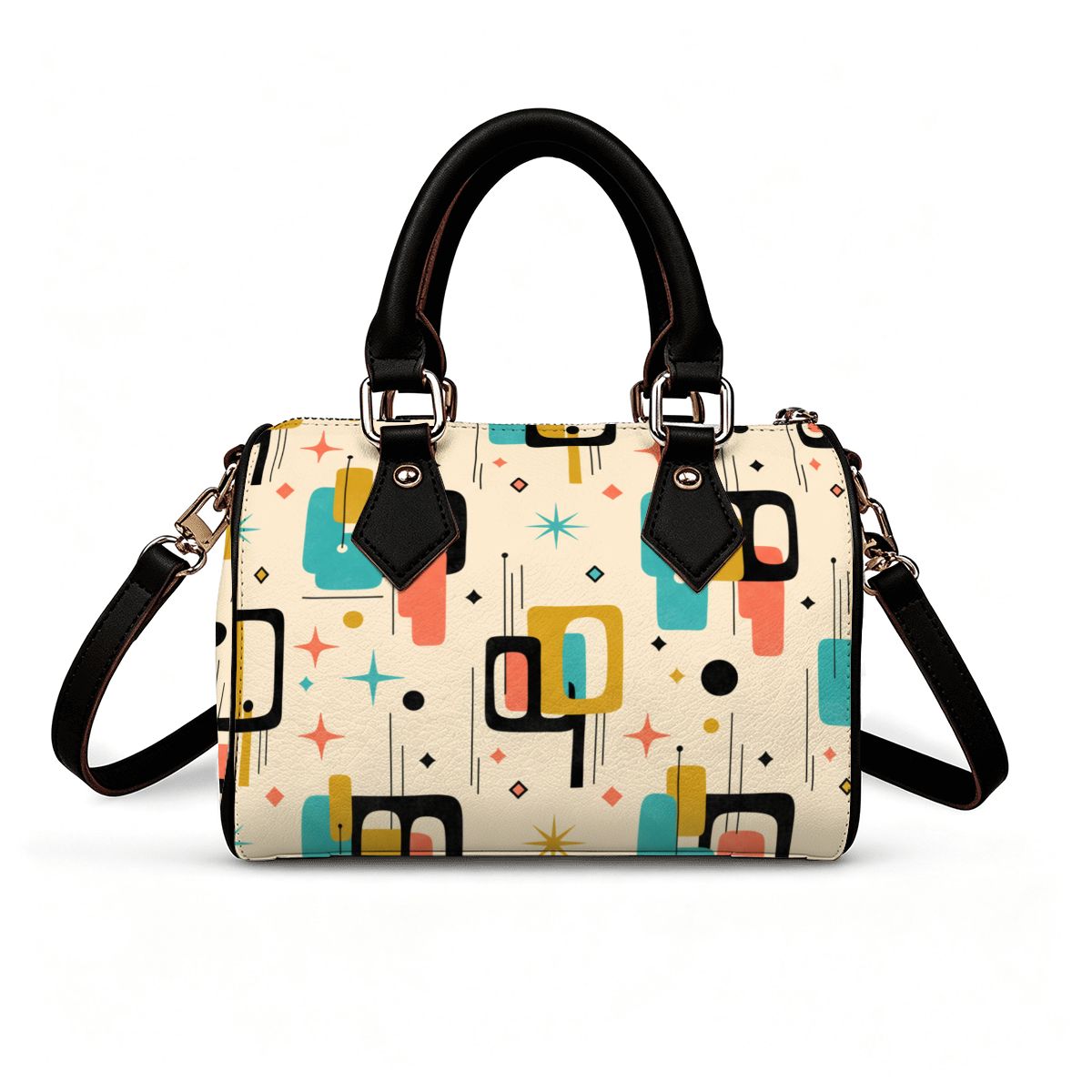 Mid-Century Modern Geometric Barrel Bag
