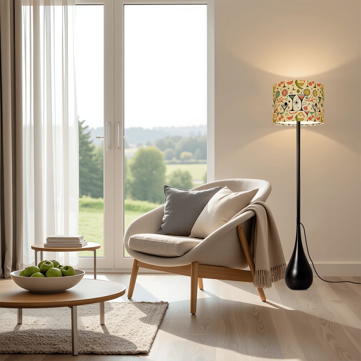 Mid-Century Modern Martini Glass Teardrop Floor Lamp