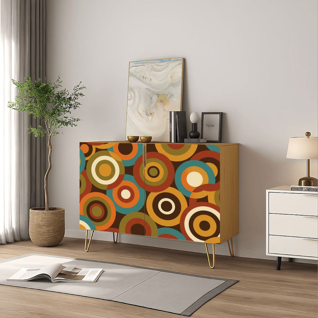 Mid-Century Modern Concentric Circle Storage Cabinet, Made in USA