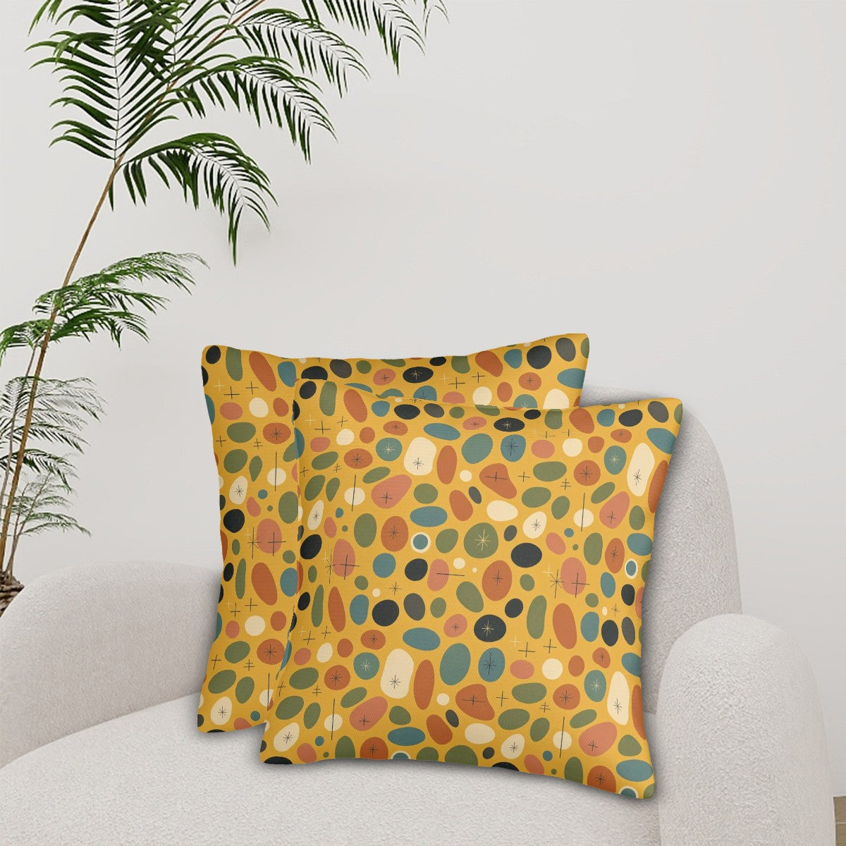 Mid-Century Modern Pebble Pattern Pillow Covers, Set of 2