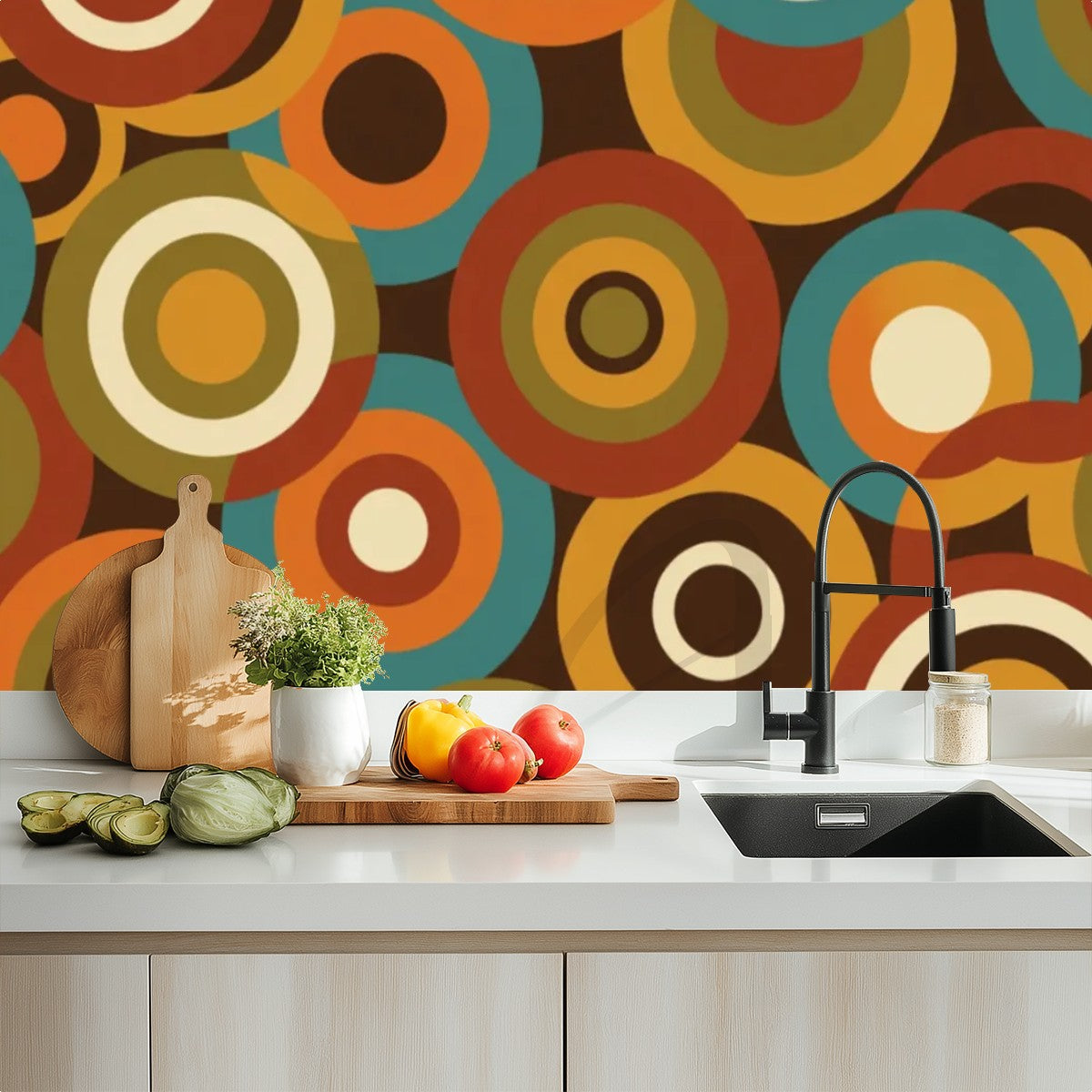 Mid-Century Modern Peel-and-Stick Wallpaper — Atomic Orbit