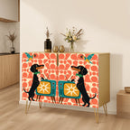 Dachshund & Retro TV Print Mid-Century Modern Media Console