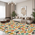 Mid-Century Modern Pebble Area Rug | Non-Slip Plush Floor Carpet