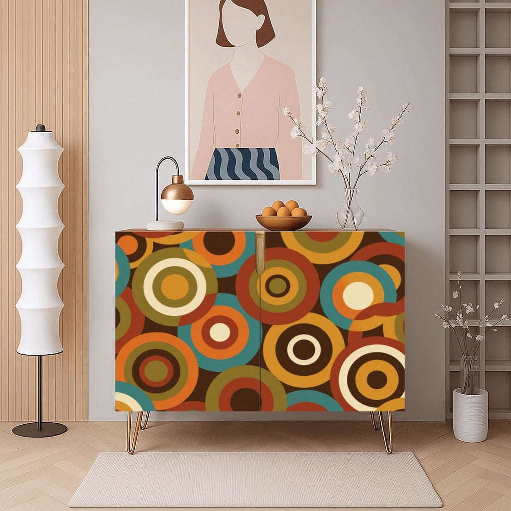 Mid-Century Modern Concentric Circle Storage Cabinet, Made in USA