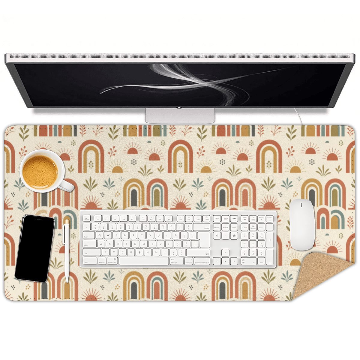 Mid-Century Modern Abstract Geometric Colorblock Extended Mouse Pad