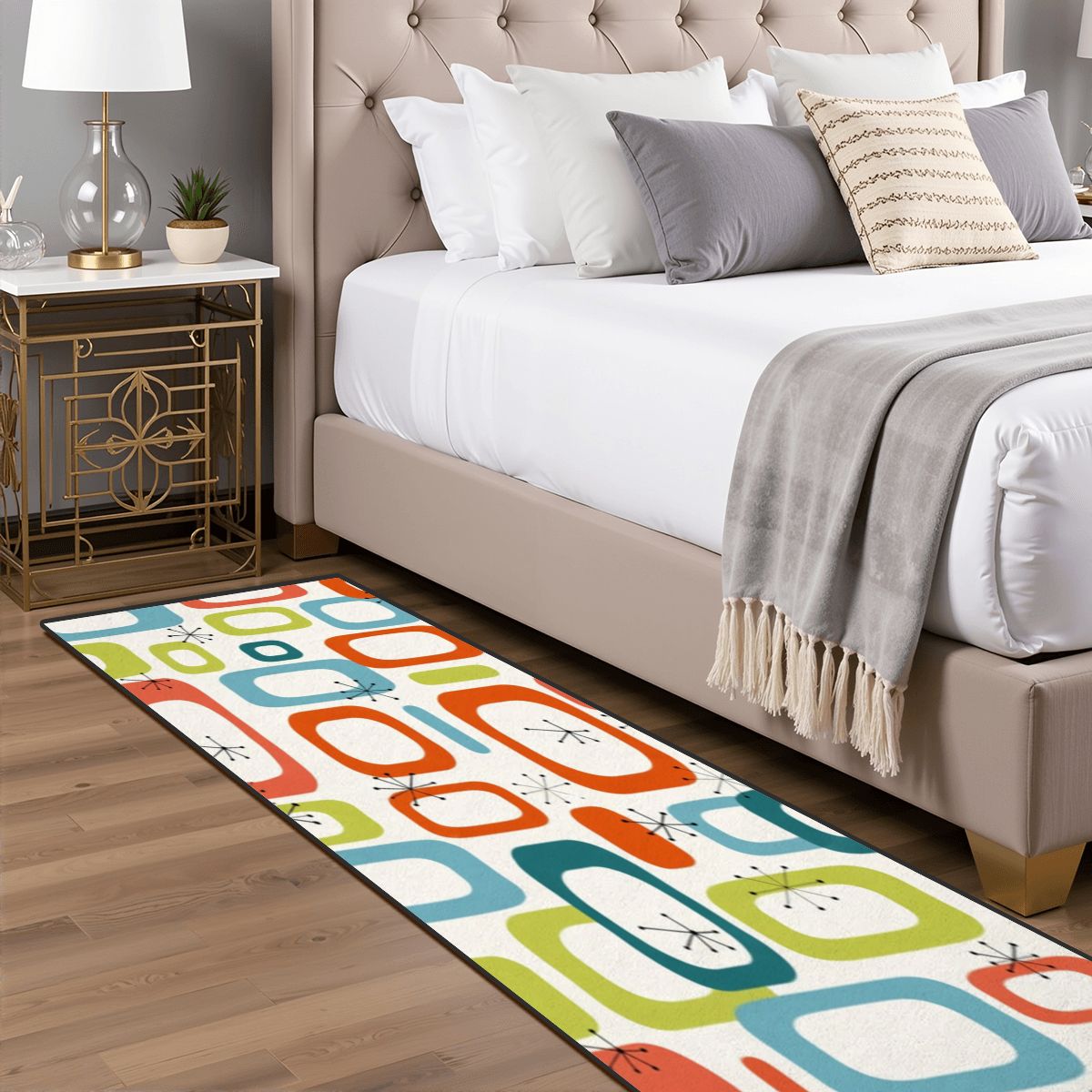 Mid-Century Modern Atomic Colorblock Runner Rug