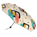 MCM-Era Atomic Starburst Geometric Print UV Umbrella