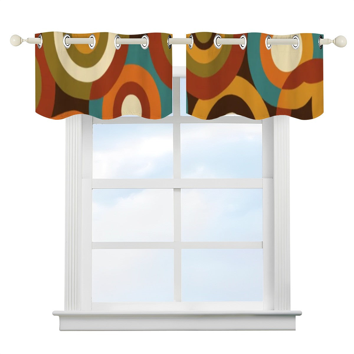 Mid-Century Modern Window Valance — Groovy Waves, 2 Panels (52"×18")
