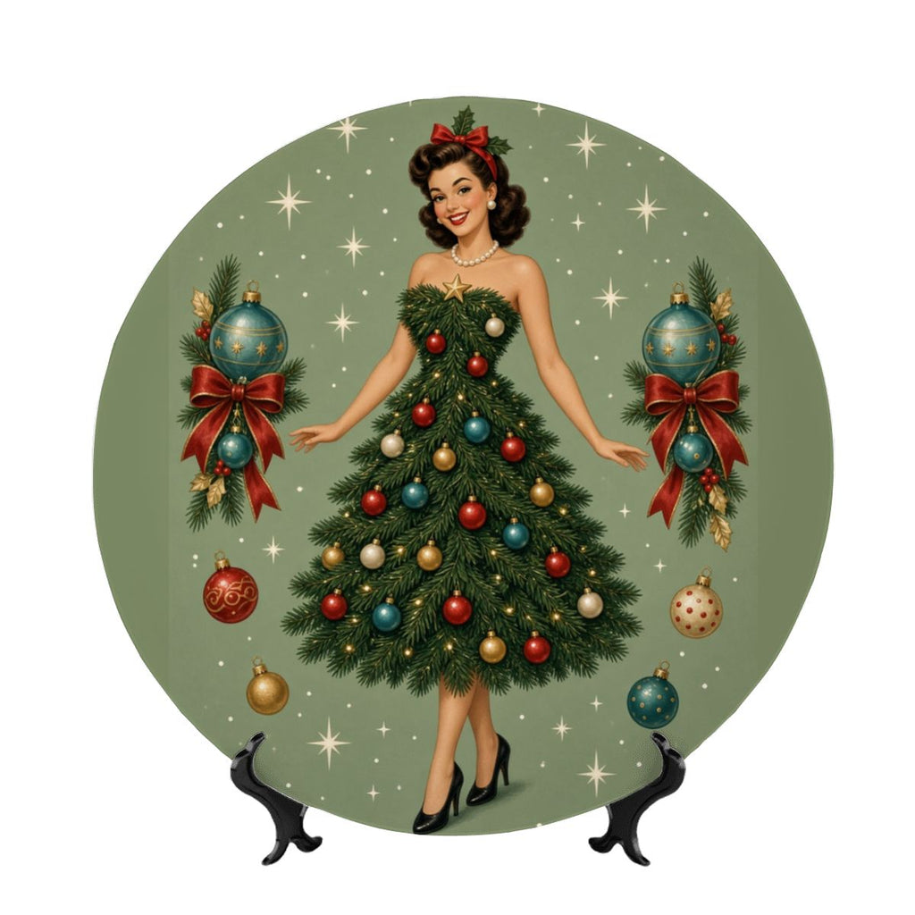Mid-Century Modern Atomic Christmas Tree Ceramic Decorative Plate