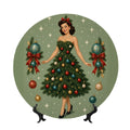 Mid-Century Modern Atomic Christmas Tree Ceramic Decorative Plate