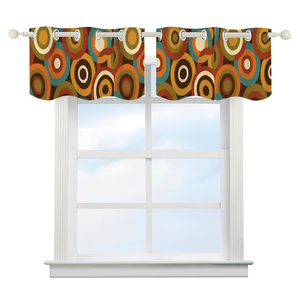 Mid-Century Modern Window Valance — Soda Pop Circles, 2 Panels (52"×18")