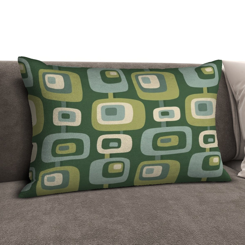 Olive Mod Squares Lumbar Pillow Cover