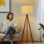 Mid-Century Mustard Geometric Tripod Floor Lamp
