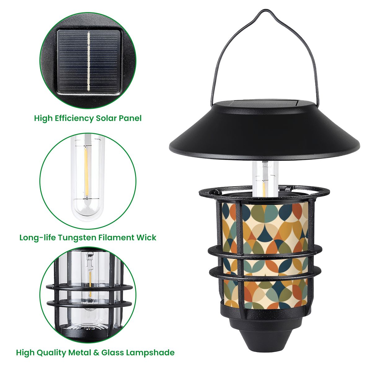 Mid-Century Modern Multicolor Geometric Solar Wall Lights, 2-Piece Set
