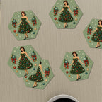 Mid-Century Modern Christmas Tree Ceramic Coaster Set