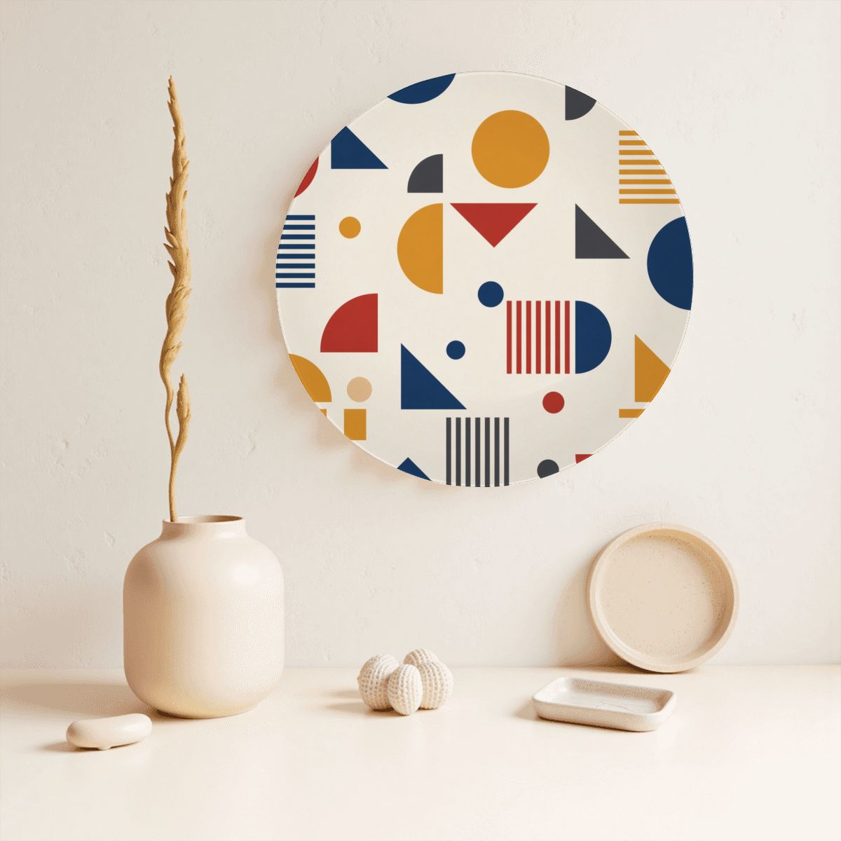 Bauhaus Geometric Ceramic Wall Plate