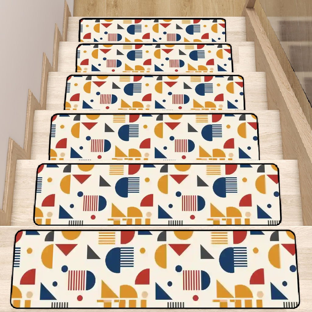 Bauhaus Geometric Color-Block Stair Tread Set