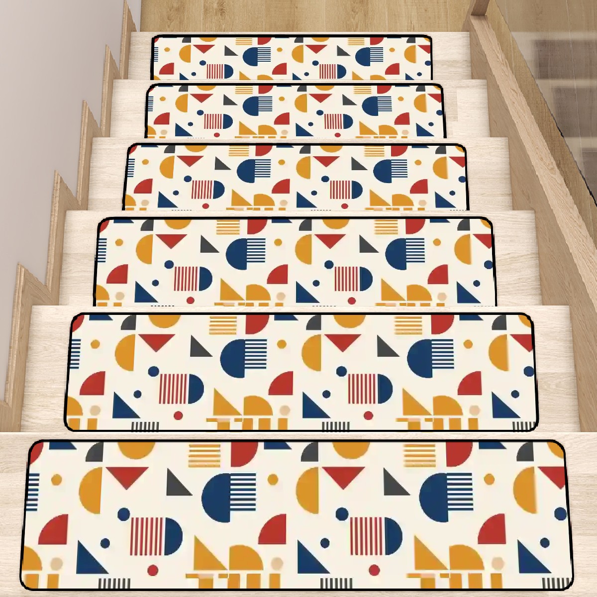 Bauhaus Geometric Color-Block Stair Tread Set