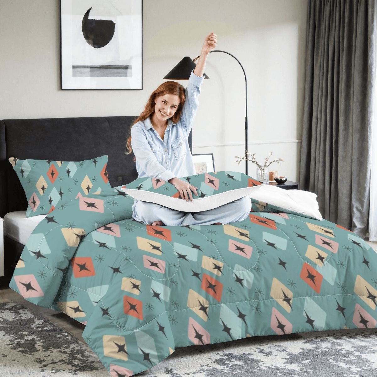 Mid-Century Modern Geometric King Comforter Set