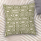 Mid-Century Olive Green Geometric Corduroy Throw Pillow