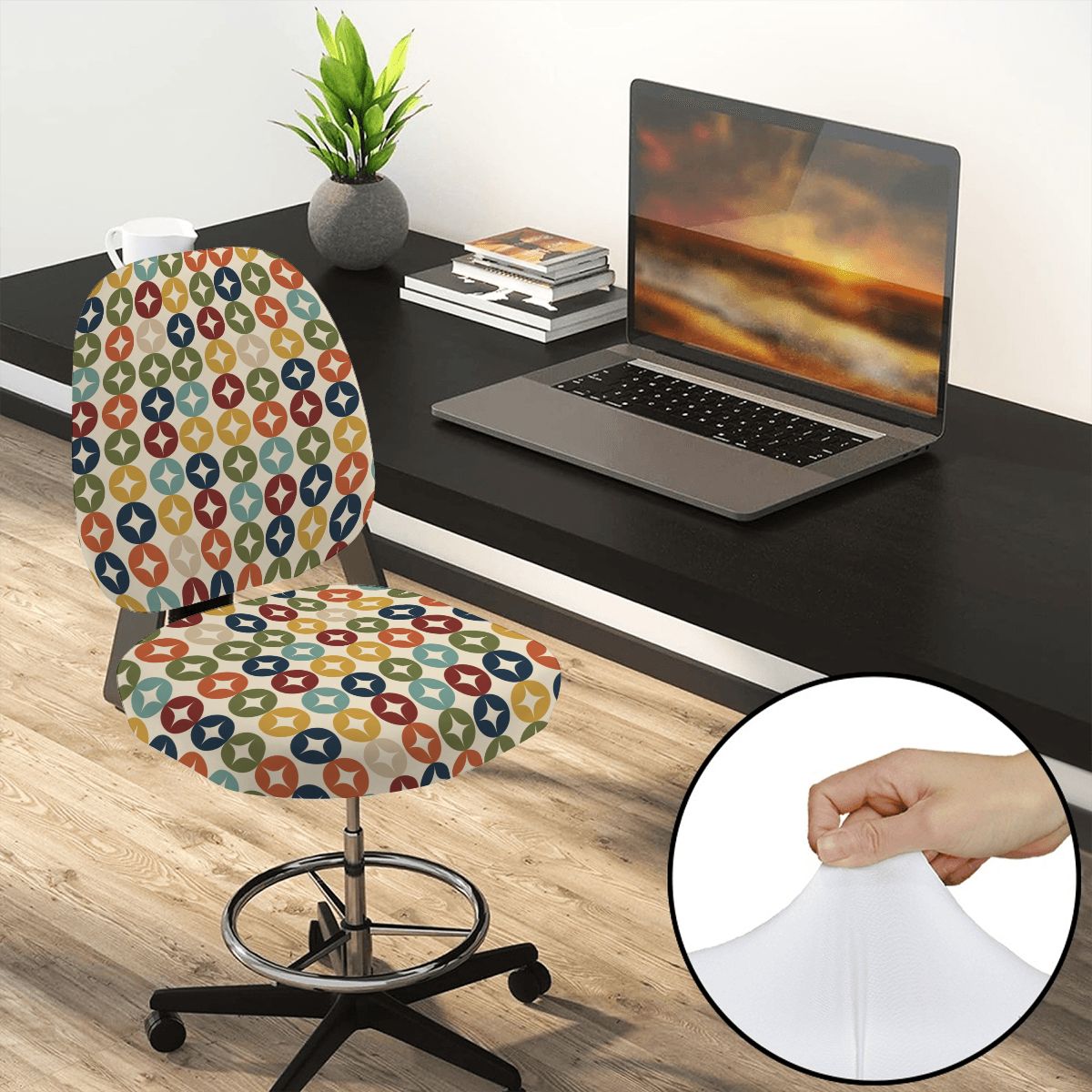 Mid-Century Modern Multicolor Office Chair Cover