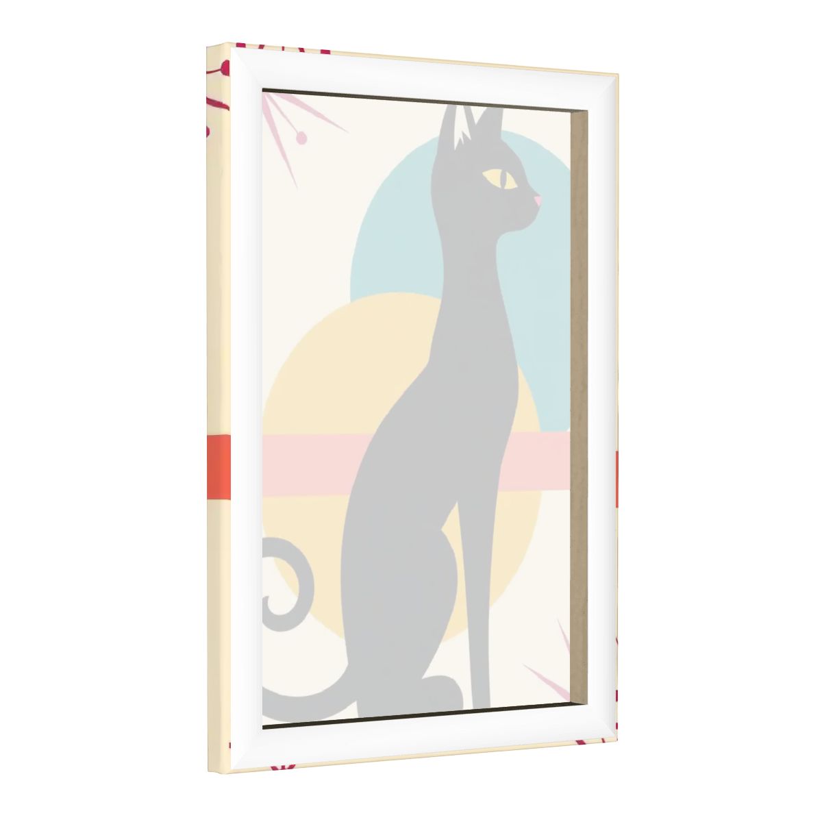 Mid-Century Modern Black Cat Framed Canvas Art