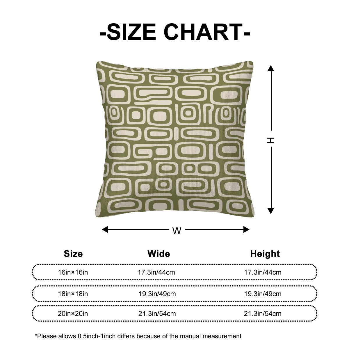 Mid-Century Olive Green Geometric Corduroy Throw Pillow