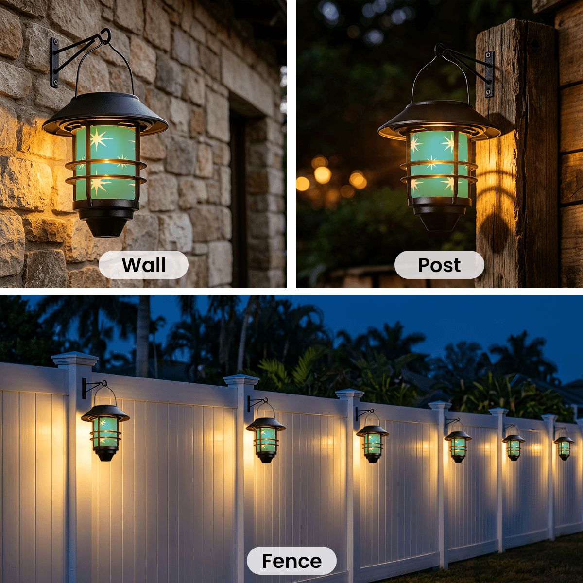 Mid-Century Modern Green Starburst Solar Wall Lights, 2-Piece Set
