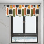 Mid-Century Modern Window Valance — Retro Arch Blocks, 2 Panels (52"×18")