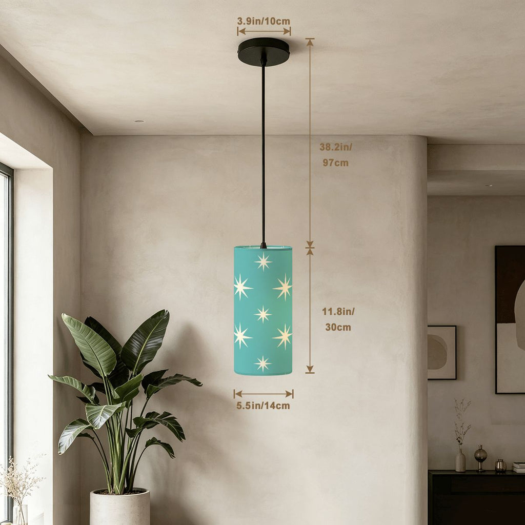 Mid-Century Modern Turquoise Starburst Pendant Light