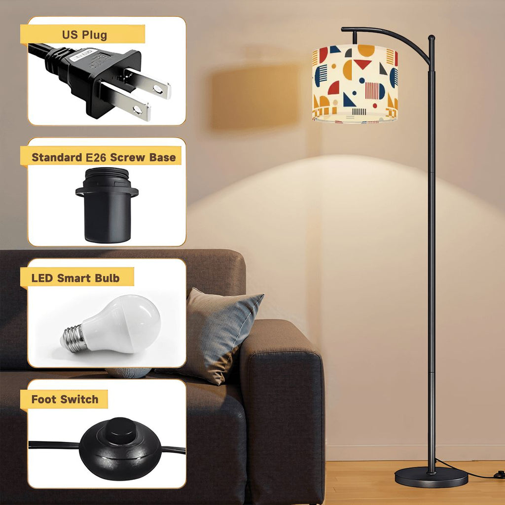 Bauhaus Color-Block Arc Floor Lamp