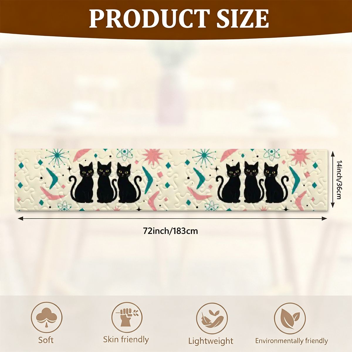 Mid-Century Abstract Shapes Table Runner
