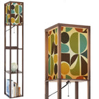 Mid-Century Modern Organic Pebble Print Shelf Floor Lamp
