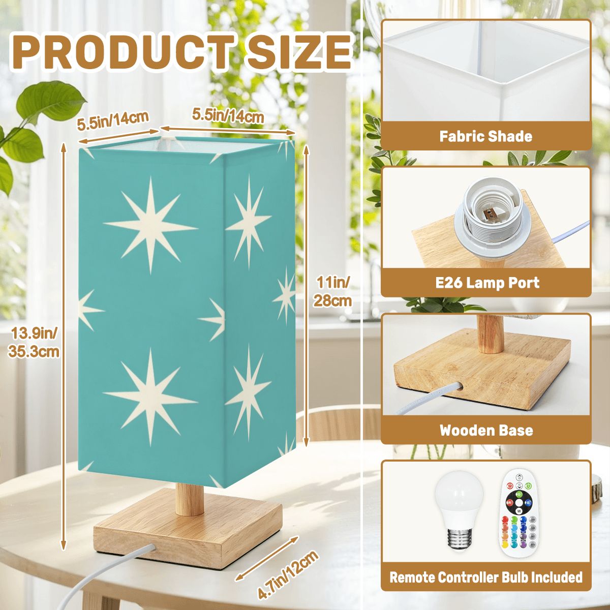 Mid-Century Modern Turquoise Starburst Table Lamp
