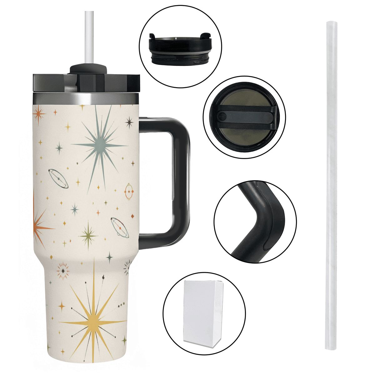 MCM-Era Atomic Starburst & Sunburst Print 40 oz Travel Tumbler